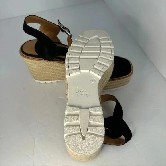 Crown Vintage Platform Espadrille Sandals Black Size11 - Picture 8 of 9